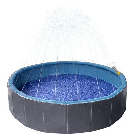 Piscine avec jet d'eau ø 80 x 20 cm bleu et gris pour chien - Flamingo