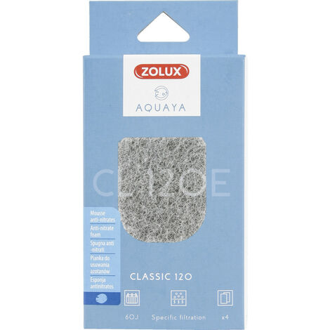 Filtre pour pompe classic 120, filtre CL 120 E mousse anti nitrates x 4 pour aquarium - zolux