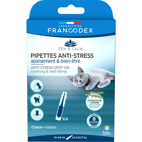4 Pipettes anti-stress apaisant et bien-être pour chatons - Francodex (1/4)