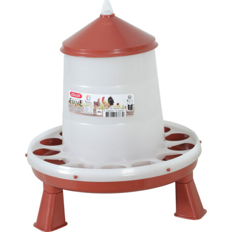 Mangeoire silo en plastique avec pieds, capacité 2 kg, rouge basse cour - zolux (1/3)