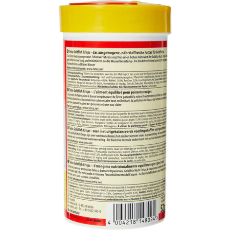 Goldfish Crisps 52g - 250ml Aliment complet pour les poissons rouge - Tetra
