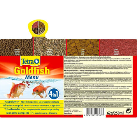 Goldfish Menu 4 en 1, 62 g - 250 ml, Aliment complet pour les poissons rouge - Tetra