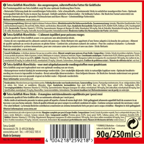 Goldfish Wave Sticks 90 g -250 ml Aliment complet pour les poissons rouge - Tetra