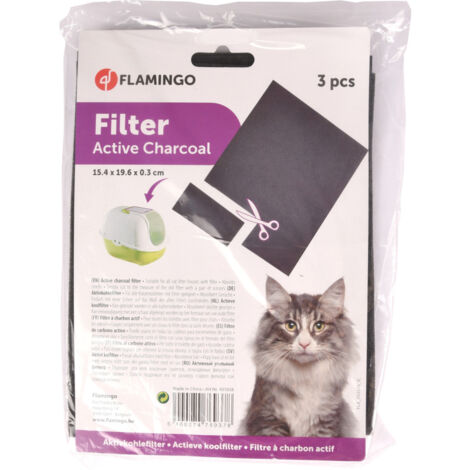 3 Filtres à charbon universelle  découpable pour maison de toilette pour chat - Flamingo