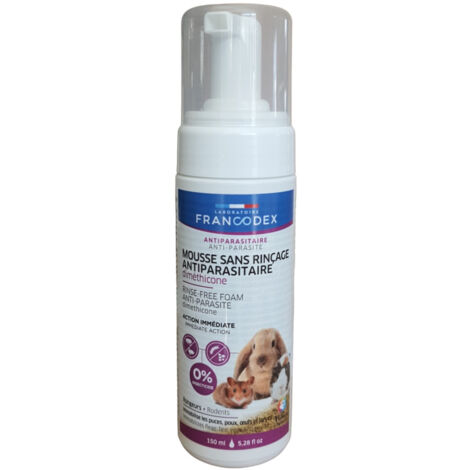 Mousse sans rinçage antiparasitaire au dimethicone pour rongeur 150ML - Francodex (1/3)