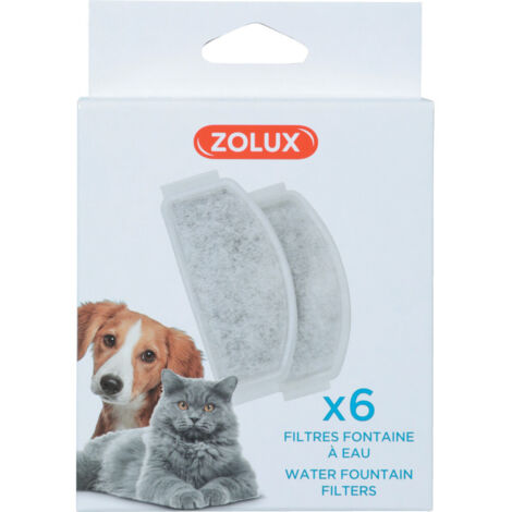 Lot de 6 filtres de rechange pour fontaine à eau 2L – Retient impuretés et odeurs – Dimensions 11,5 x 5 x 1,5 cm – Zolux (1/4)