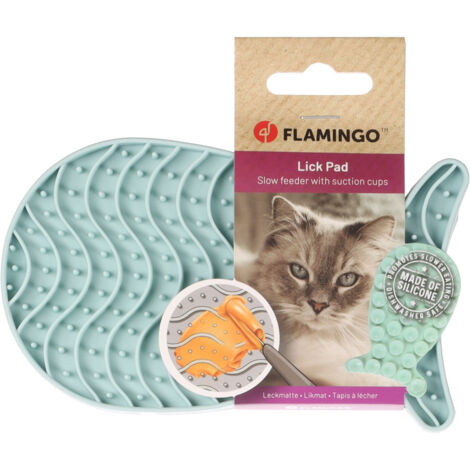 Tapis à lécher Martha poisson vert en silicone  pour chat - Flamingo (1/4)