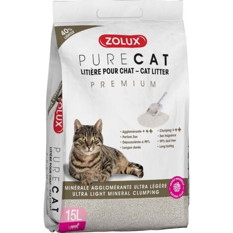 Litière agglomérante minérale 15 Litres soit 9.8 kg  pour chat - zolux