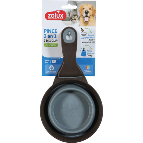 Pince 2 en 1 doseur silicone L  473 ml gris pour chat et chien - zolux (1/5)