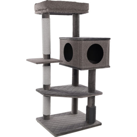 Arbre à chat Fulgur Gris 76 x 58 x H 125 pour chat - Flamingo (1/4)