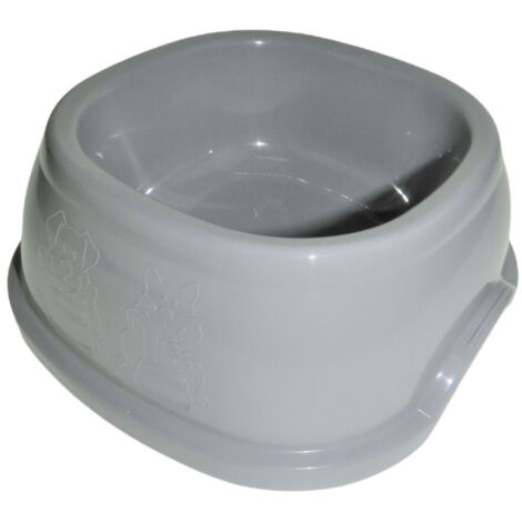 Ecuelle carrée 1 litre, gris en plastique, pour chien - Stefanplast (1/4)