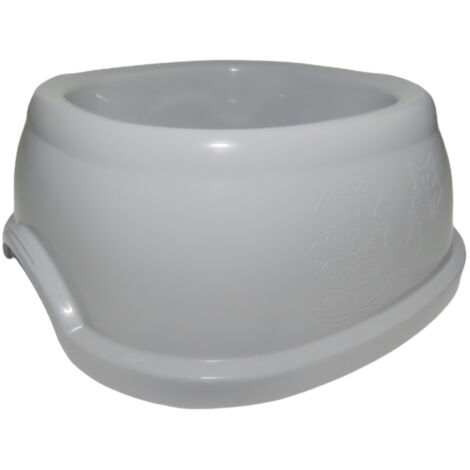 Ecuelle carrée 400 ml, gris en plastique, pour chat et chien - Stefanplast (1/4)