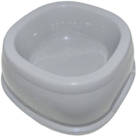 Ecuelle carrée 600 ml, gris en plastique, pour chat et chien - Stefanplast (1/4)