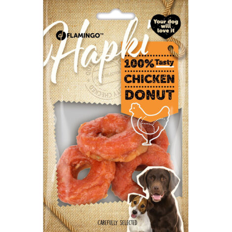 Friandises Hapki Donut avec poulet 95 g pour chien - Flamingo (1/4)