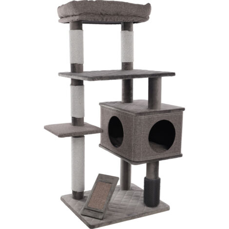 Arbre à chat Halo Gris 76 x 58 x H 127 cm pour chat - Flamingo (1/4)
