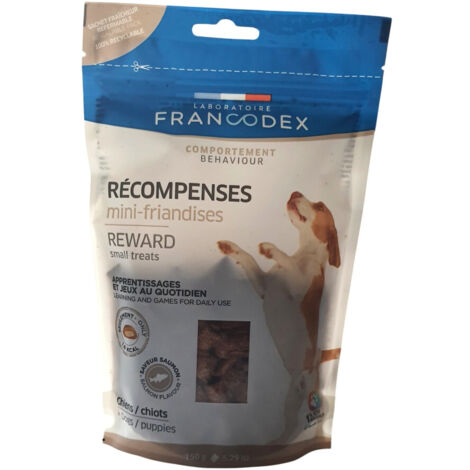 Mini friandises récompenses saveur saumon 150 g pour chiens et chiots - Francodex (1/4)