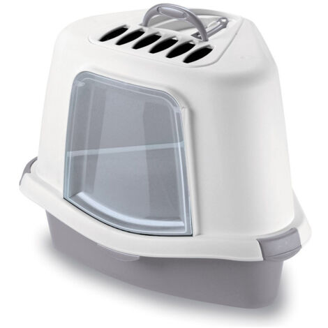 Maison de toilette Corner, 54 x 40 x 40 cm cm, hauteur 40 cm, gris pierre, pour chat. - Stefanplast (1/4)