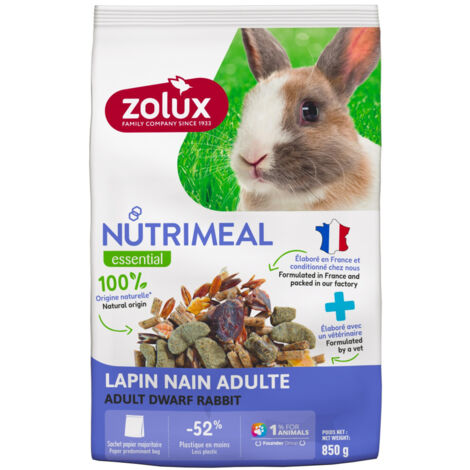 Aliment composé pour lapin adulte(6 mois et plus) sachet de 850 g - zolux