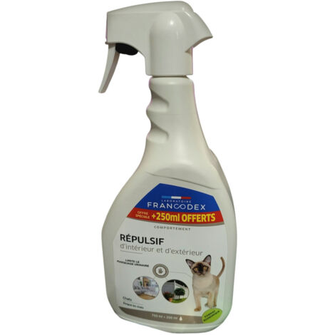 Répulsif d'Intérieur et d'extérieur spray de 750 ml + 250 ml, Pour Chats - Francodex (1/3)
