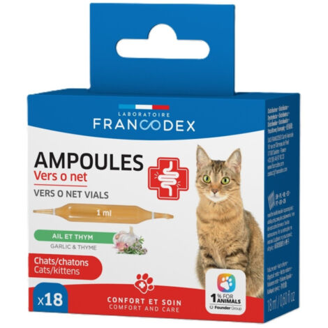 Ampoules Vers O Net 18 x 1 ml pour Chats et chatons - Francodex