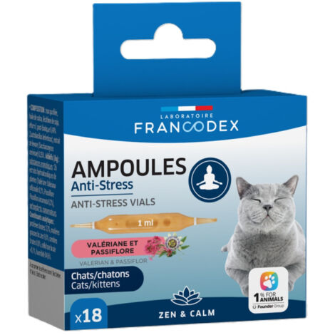 Ampoules Anti-Stress 18 x 1 ml pour Chatons et Chats - Francodex (1/2)