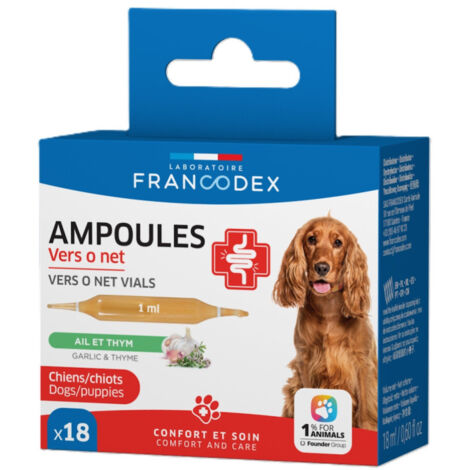 Ampoules Vers O Net 18 x 1 ml pour chiots et chiens - Francodex