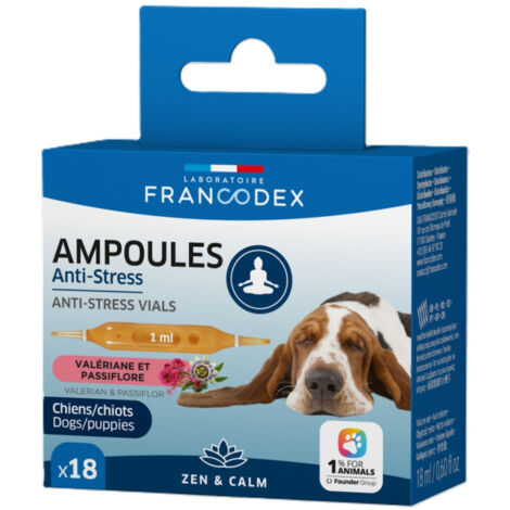 Ampoules Anti-Stress 18 x 1 ml Pour Chiots et Chiens - Francodex (1/2)
