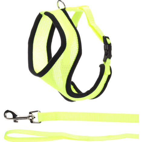Harnais avec laisse Jaune fluo pour grand chat - Flamingo (1/3)