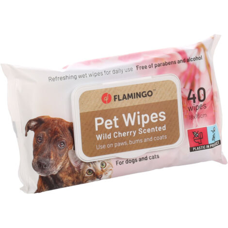 40 Lingettes de soin Reini avec parfum de Fleur de cerisier sauvage pour chien ou chat - Flamingo (1/3)