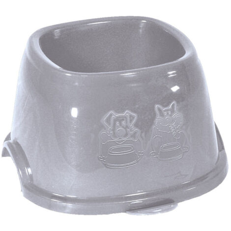 Ecuelle haute carrée 700 ml, gris en plastique, pour chien - zolux