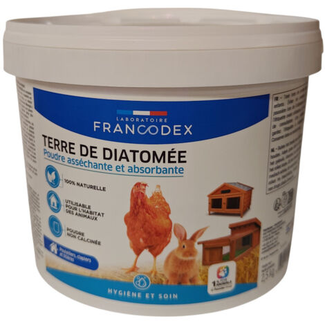 Terre de diatomée 2,5kg pour poulaillers, clapiers et litières - Francodex (1/3)