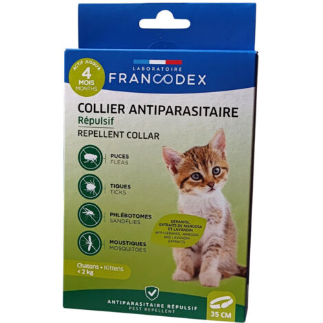 Collier Antiparasitaire Répulsif 35 cm pour chaton moins de 2 kg - Francodex (1/4)