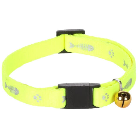 Collier réglable de 20 à 35 cm jaune motif poisson + clochette pour chat - Flamingo (1/5)