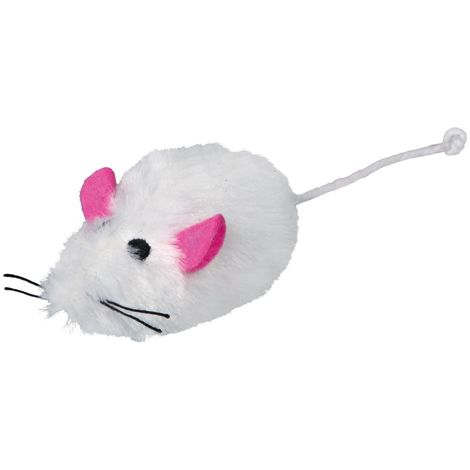 Lot De 2 Souris Peluche 1 Blanche Et 1 Grise Pour Chat