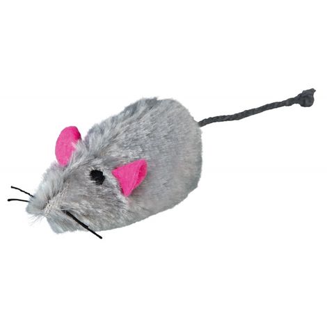 Lot De 2 Souris Peluche 1 Blanche Et 1 Grise Pour Chat