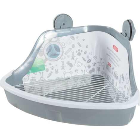 Bac toilette d'angle pour rongeur 25 x 25 x 32 cm – Hauteur 15 cm – Installation facile dans un coin de cage – Grille amovible pour nettoyage – Zolux