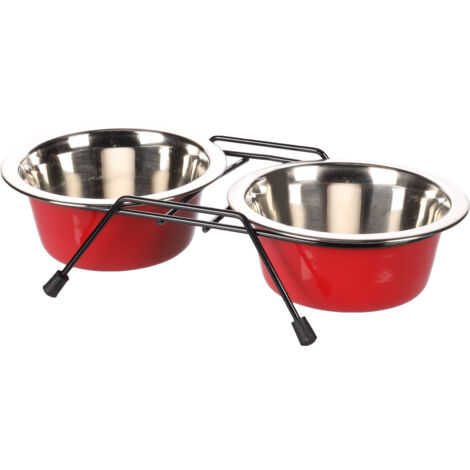 Ecuelle duo ø 11 cm 200 ml avec support Arjun XS pour chat - Flamingo (1/5)