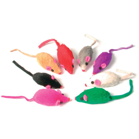 8 souris en fourrure, multi couleur jouet pour chat - zolux (1/3)