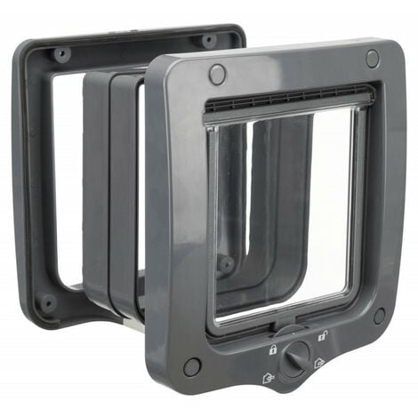 Chatière 4 positions avec tunnel 20 × 22 cm  grise pour chat - animallparadise