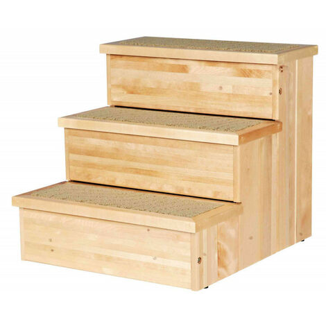 Escalier en bois pour petit chien 40 x 38 x 45 cm – Marches sécurisées recouvertes de moquette – Espace de stockage sous les marches – Animallparadise (1/4)
