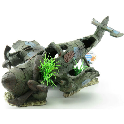 Avion AZUR, 35 x 25 x 18 cm, décoration aquarium. - animallparadise (1/5)