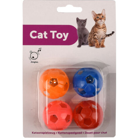 4 balles à grelot pour chat ø 3.8 cm couleur multiple jouet pour chat - animallparadise