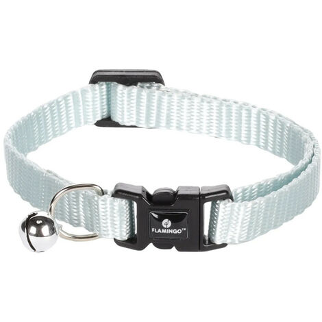 Collier réglable de 19 à 30 cm bleu clair avec clochette. pour chat - Flamingo (1/4)