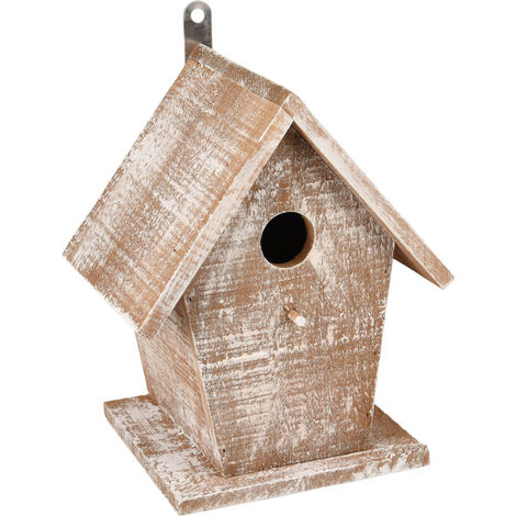 Nichoir pour oiseaux GIO en bois 19 x 15 x 23 cm blanc /brun - Flamingo (1/2)