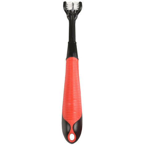 Brosse à dents kerber soft grip noir rouge 20 cm pour chien - Flamingo (1/3)
