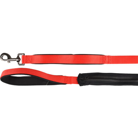 Laisse KAYGA rouge avec petit rangement 1.60 m x 25 mm. pour chien - Flamingo (1/4)