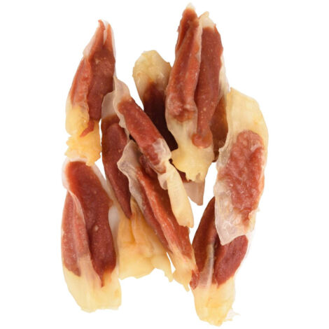 Friandise lamelles de lapin enveloppé de canard Hapki BBQ pour chien 85 g sans gluten - Flamingo (1/4)