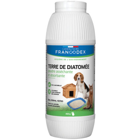 Terre de Diatomée 450 g, asséchante, absorbante pour bac à litière, niche chat et chien - Francodex