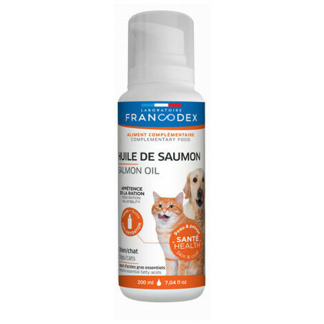 Huile de Saumon Pour chiens et chats, flacon de 200 ml - Francodex