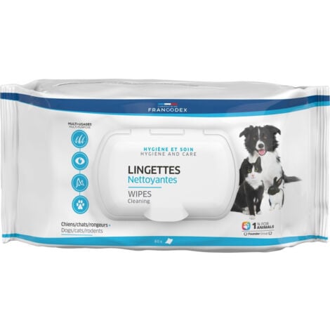 Lingettes nettoyantes multi-usages pour chien, chat et rongeur - Francodex